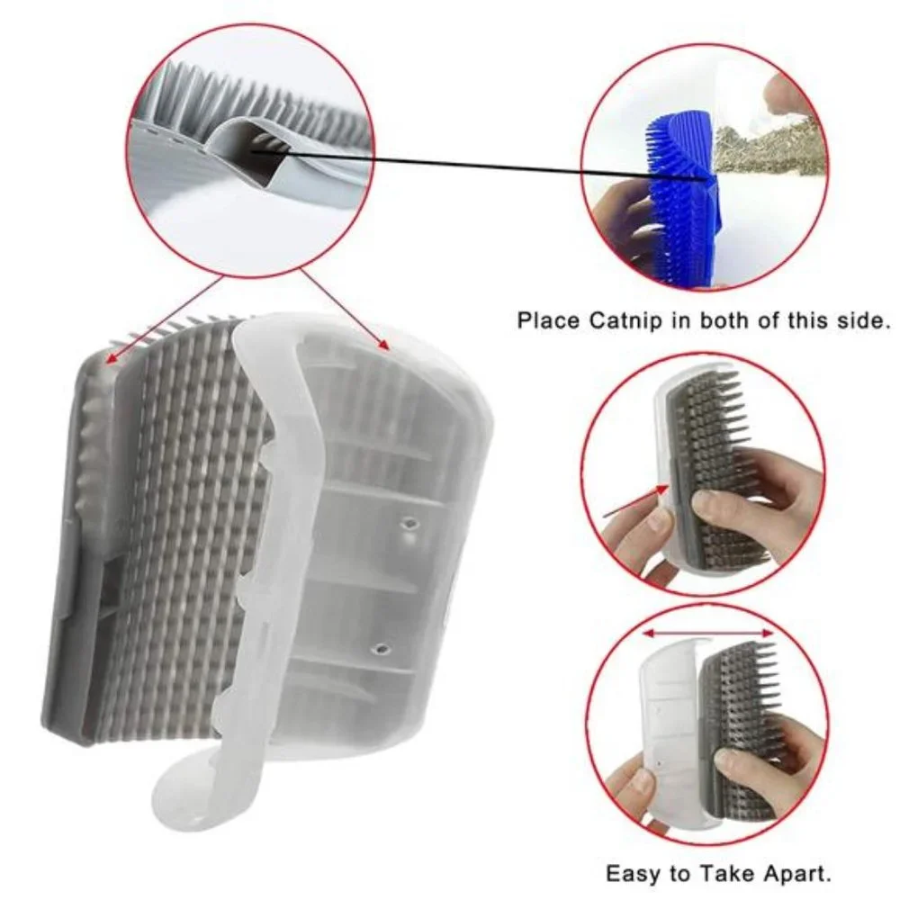 5 Pack Cat Groomer Brush Set Corner Massage Combs with Catnip